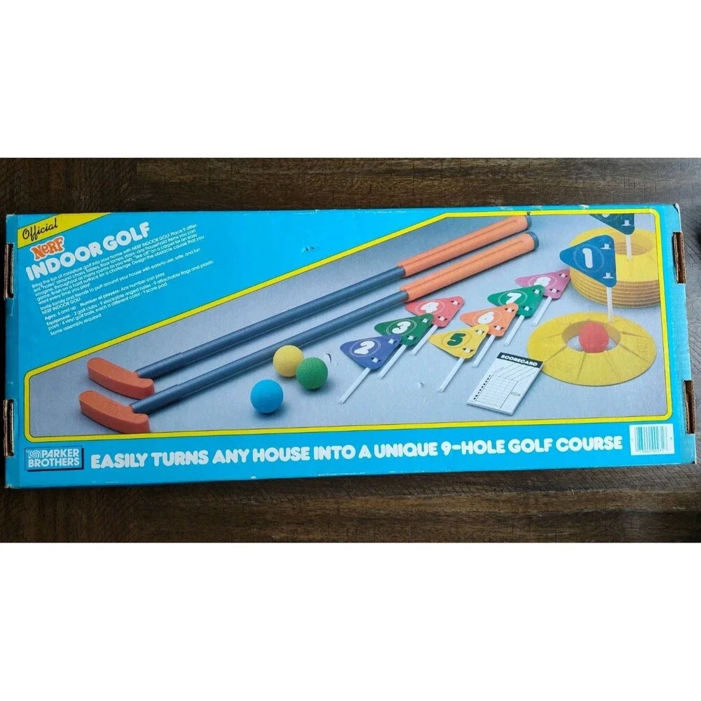 Vintage NERF Indoor Golf Parker Brothers Kids Game Complete Toy with Box 1987